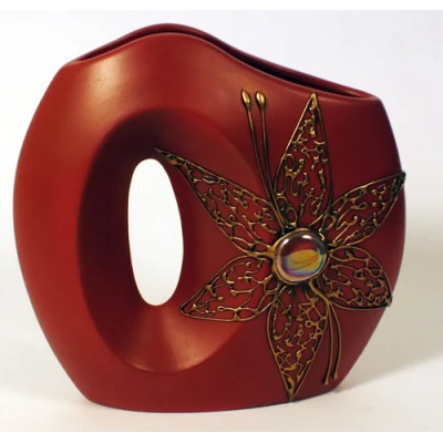 CERKAM-WAZON MAŁY PŁASKI Z OTWOREM* C-366D KOLOR