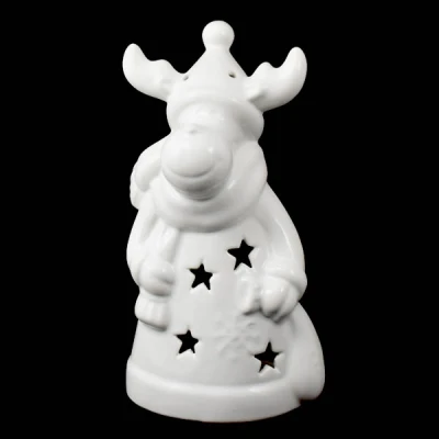 CER-ŁOŚ W CZAPCE Z GWIAZDKAMI *SZKLIWO BIAŁE* C-891SZB