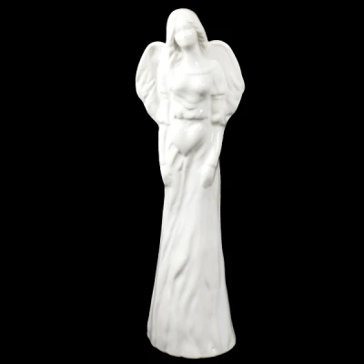 CER-ANIOŁ DZIEWCZYNA Z SERCEM *SZKLIWO BIAŁE* C-1087SZB