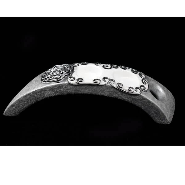 CERKAM-ŚWIECZNIK MOSTEK WĄSKI *DECOR 1/2 RÓŻA BIAŁY* C-446-1/2R