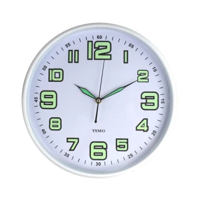 FENIKS-ZEGAR ŚCIENNY 33CM *TIMO 65* BIAŁY FOSFORYZUJĄCY