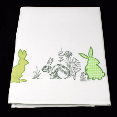 MESA-OBRUS WIELKANOCNY 85X85 BIAŁY/WZÓR ZIELONY /381/