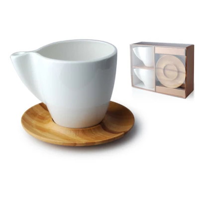 MONDEX-KPL.2 FILIŻANEK ZE SPODKAMI DREWNO QWA05123