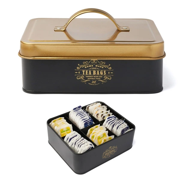 TAD-POJEMNIK NA HERBATĘ *MOLISE* 6 PRZEGRÓDEK *CZARNY* 18X15X6,5CM