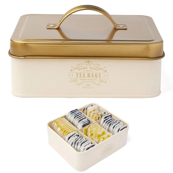 TAD-POJEMNIK NA HERBATĘ *MOLISE* 6 PRZEGRÓDEK *KREMOWY* 18X15X6,5CM