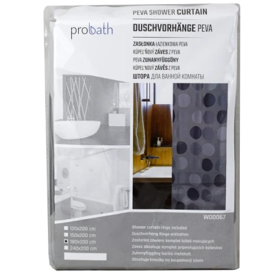 ZASŁONA ŁAZIENKOWA PEVA 180/200 W00067 KÓŁKA SZARE