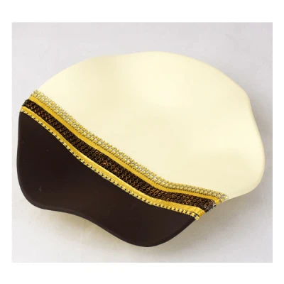 CER-PODSTAWKA FALOWANA OKRĄGŁA *DECOR PASEK 1/2 KREM* C-638P