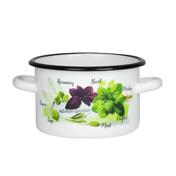 RYB-GARNEK EMALIOWANY ZDOBIONY 16CM 2L ZIOŁA 1610/2