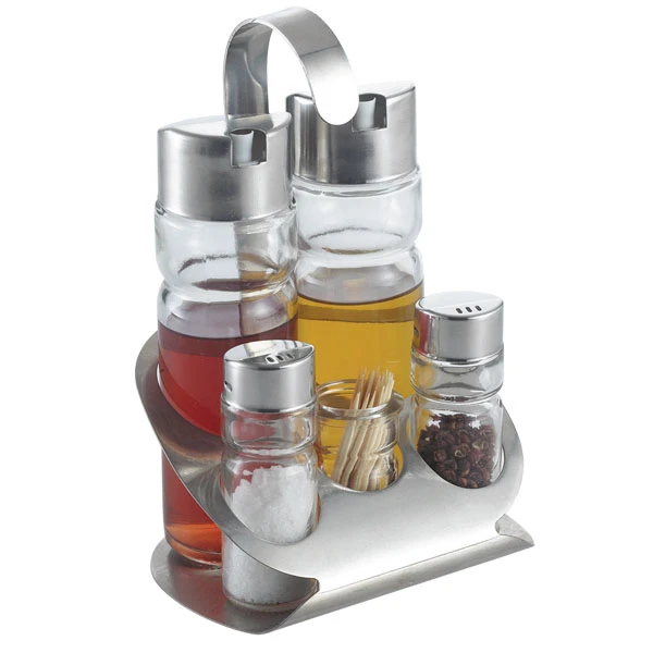 SPL-1611D ZESTAW SÓL + PIPERZ + OLEJ + OCET + POJEMNIK + PODSTAWKA