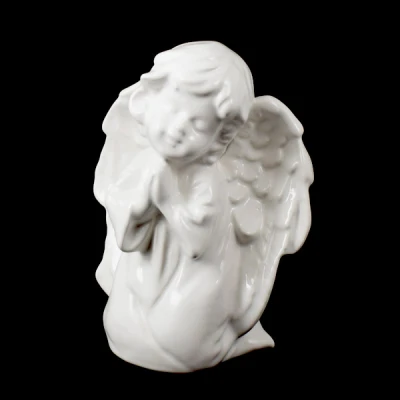 CER-ANIOŁ KLĘCZĄCY MODLĄCY SIĘ DUŻY *SZKLIWO BIAŁE* C-924SZB