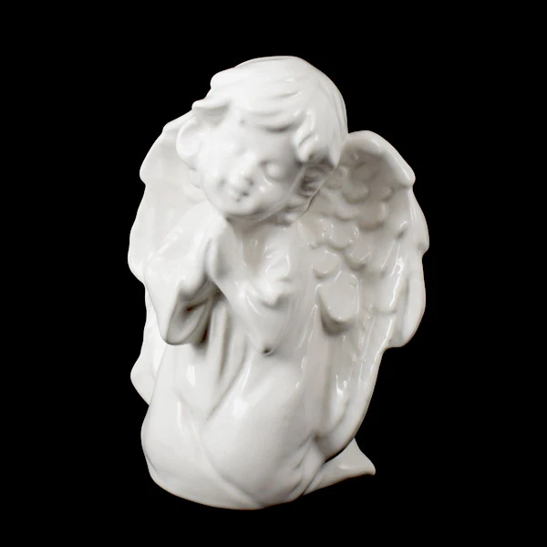 CER-ANIOŁ KLĘCZĄCY MODLĄCY SIĘ DUŻY *SZKLIWO BIAŁE* C-924SZB