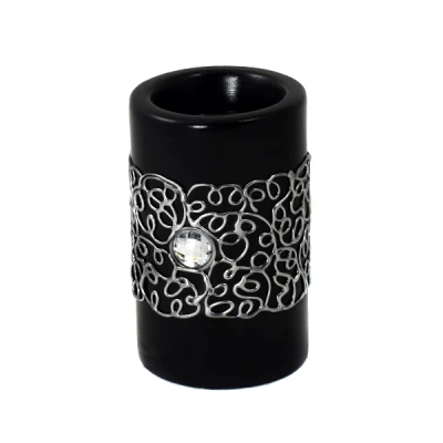 CER-ŚWIECZNIK TUBA ŚREDNIA *DEKOR SREBRO-CZARNY* C-507SC