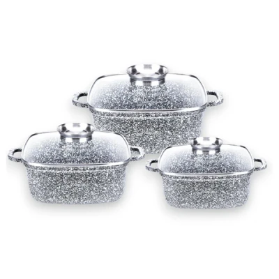 AZH-KPL. 3 GARNKÓW KWADRATOWYCH GRANITOWYCH ZP 20/24/28CM HB7041