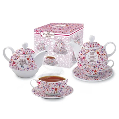 BG-ZESTAW DUO-FILIŻANKA ZE SPODKIEM+IMBRYK *DZISIAJ MOŻESZ WSZYSTKO*-ZAWIJASY