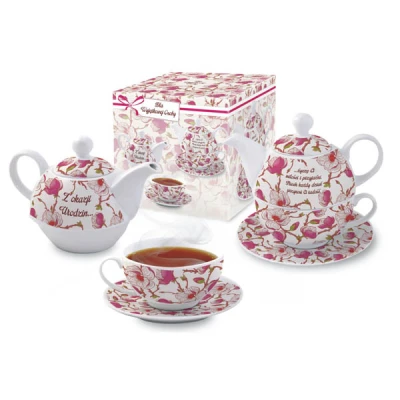 BG-ZESTAW DUO-FILIŻANKA ZE SPODKIEM+IMBRYK *Z OKAZJI URODZIN*