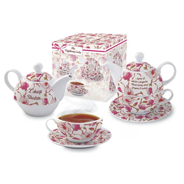BG-ZESTAW DUO-FILIŻANKA ZE SPODKIEM+IMBRYK *Z OKAZJI URODZIN*