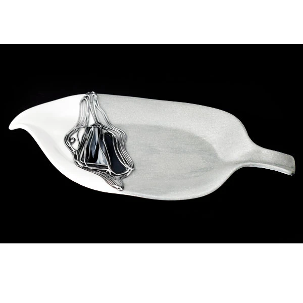 CER-LIŚĆ FALOWANY *DECOR WITRAŻ 1/2 BROKAT BIAŁY* C-764-1/2W