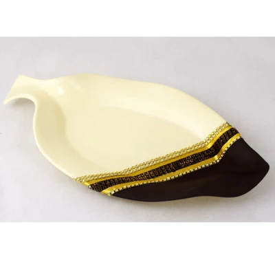 CER-LIŚĆ FALOWANY *DEKOR PASEK 1/2 KREM* C-764P