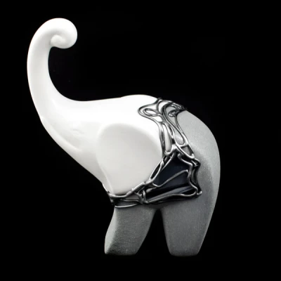 CER-SŁOŃ MODERN GRUBY MAŁY*DECOR WITRAŻ 1/2 BROKAT BIAŁY* C-341-1/2W