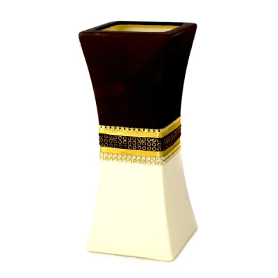 CER-WAZON KWADRAT WKLĘSŁY MAŁY *DECOR PASEK 1/2 KREM* C-527P