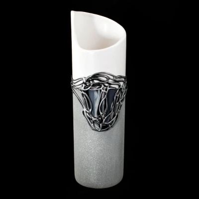 CER-WAZON TUBA MINI *DECOR WITRAŻ 1/2 BROKAT BIAŁY* C-400-1/2W