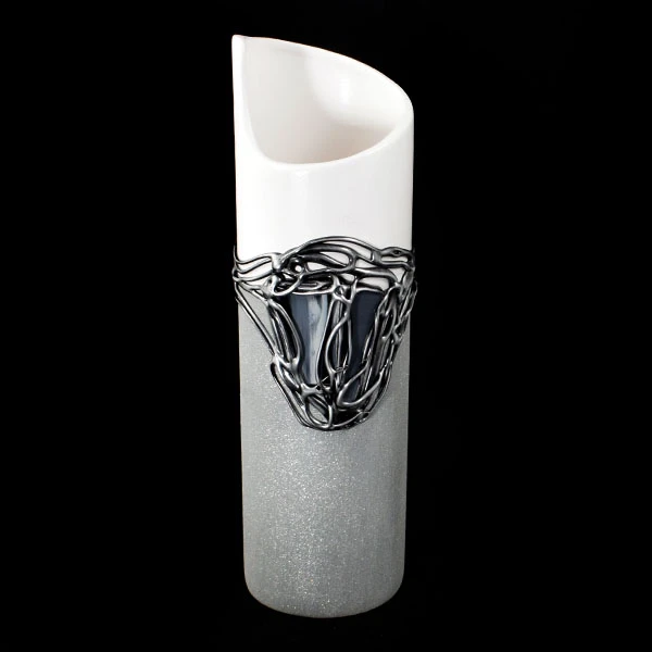 CER-WAZON TUBA MINI *DECOR WITRAŻ 1/2 BROKAT BIAŁY* C-400-1/2W