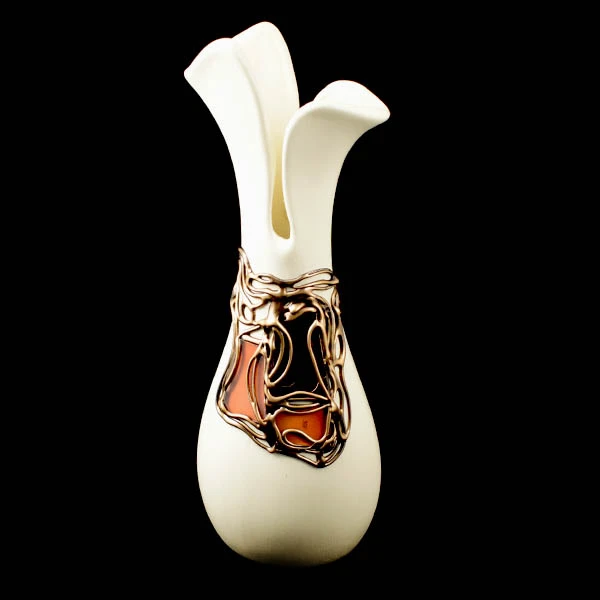 CER-WAZON TULIPAN SMUKŁY DUŻY *WITRAŻ-KREM* C-523W