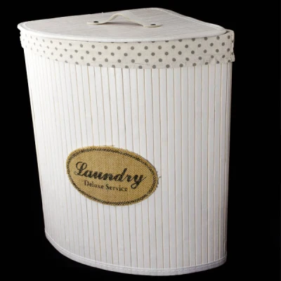 DM-KOSZ NA BIELIZNĘ BAMBUS BIAŁY NAROŻNY 143219 *S*