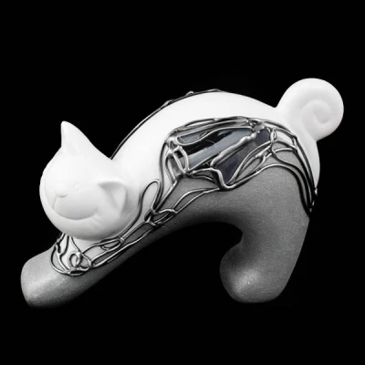 CER-KOT WYGIĘTY KLAKIER NISKI *DECOR WITRAŻ 1/2 BROKAT BIAŁY* C-536-1/2W