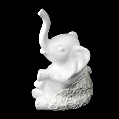 CER-SŁOŃ SIEDZĄCY OKRAKIEM DUŻY *DEKOR BIAŁY* C-698DP