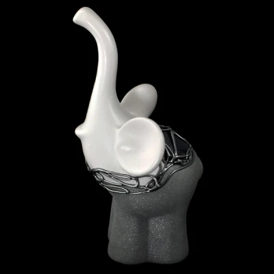 CER-SŁOŃ PLASTUŚ DUŻY *DECOR WITRAŻ 1/2 BROKAT BIAŁY* C-555-1/2W