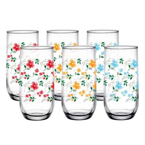 GLA-KPL. 6-SZKLANEK WYSOKICH 400ML *KWIATKI*