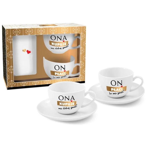 BG-ZESTAW 2 FILIŻANEK ZE SPODKAMI 190ML *ONA KUPUJE ON PŁACI*