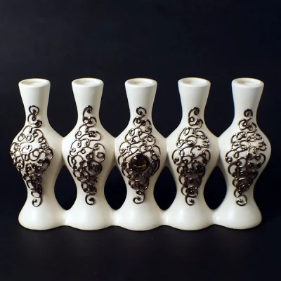 CERKAM-ŚWIECZNIK/WAZON *5* *DECOR ZŁOTY* C-438DZ