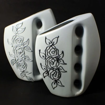 CER-WAZON 4 OTWORY *DECOR SZARY RÓŻA* C-220DR