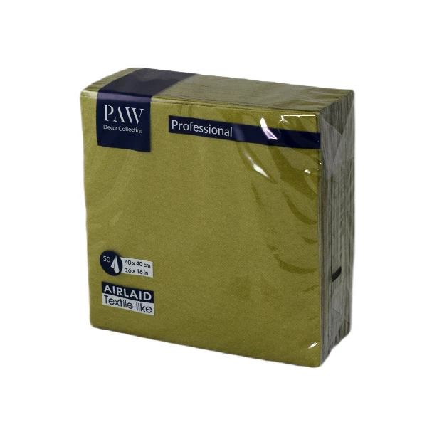 PAW-SERWETKI AIRLAID 40*40 MONOCOLOR OLIWKA /50/ *9116*