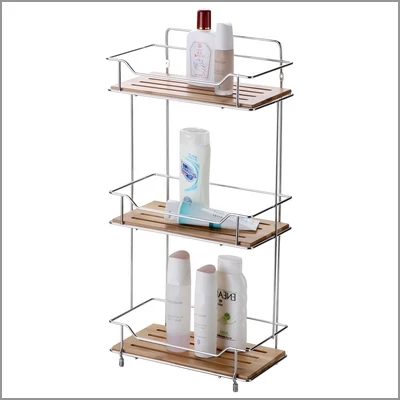 ****MX3108-PÓŁKA ŁAZIENKOWA NIERDZ.+DREWNO 3 POZIOMOWA