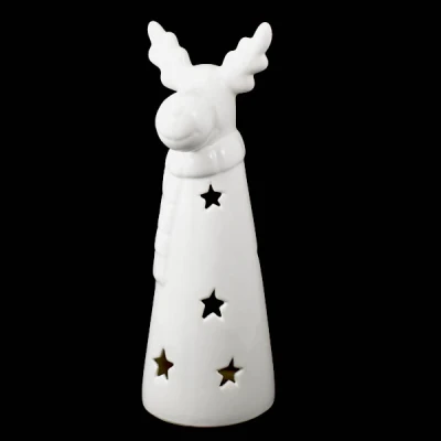 CER-ŁOŚ W SZALIKU DUŻY Z GWIAZDKAMI *SZKLIWO BIAŁE* C-794SZB