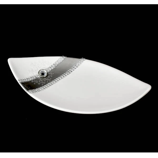 CER-PODSTAWKA ŁÓDKA MAŁA *DEKOR PASEK-BIAŁY* C-219P