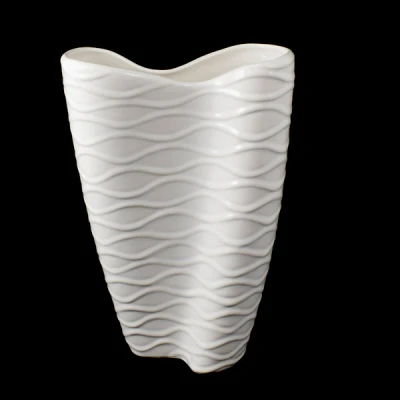 CER-WAZON PODWÓJNY Z RELIEFEM *SZKLIWO BIAŁE* C- 609SZB