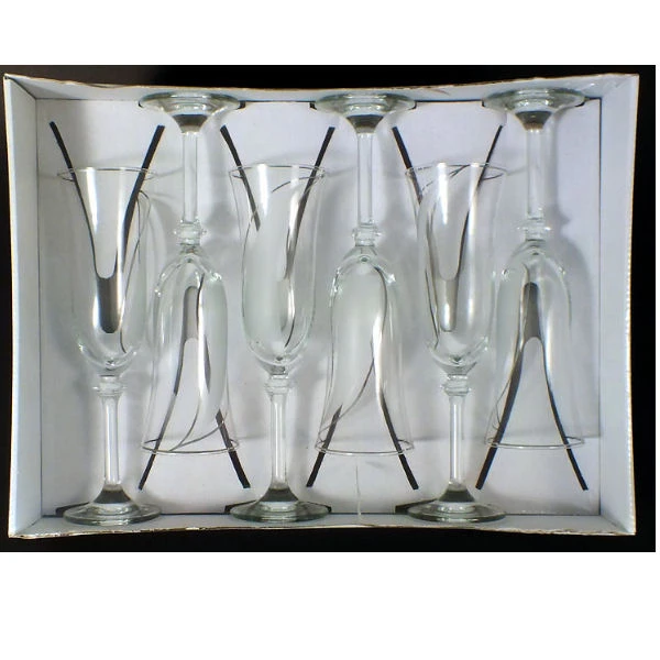 KPL.6 KIELISZKÓW DO SZAMPANA *BALET* WSTĘGA PLATYNA