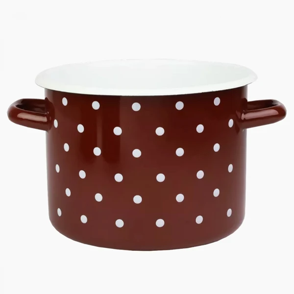 RYB-GARNEK EMALIOWANY 20CM 4,5L BORDOWY KROPKI BIAŁE 1615