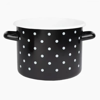 RYB-GARNEK EMALIOWANY 20CM 4,5L CZARNY KROPKI BIAŁE 1615