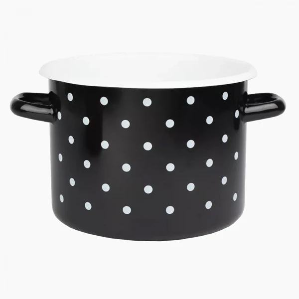 RYB-GARNEK EMALIOWANY 20CM 4,5L CZARNY KROPKI BIAŁE 1615