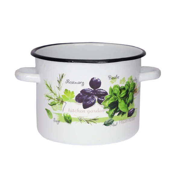 RYB-GARNEK EMALIOWANY ZDOBIONY 18CM 3L ZIOŁA 1612/2