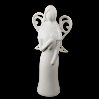 CER-ANIOŁ AŻUROWE SKRZYDLA DUŻY *SZKLIWO BIAŁE* C-911SZB