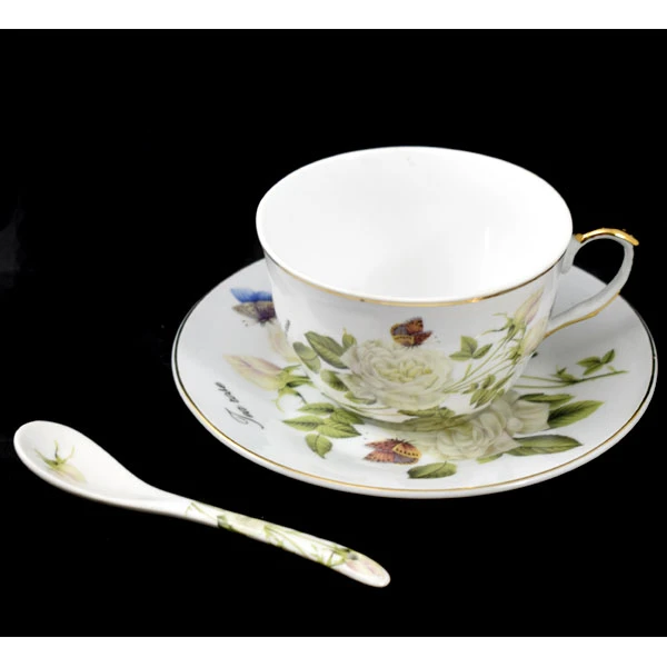 BM-FILIŻANKA+SPODEK 2+2 Z ŁYŻECZKAMI RH006