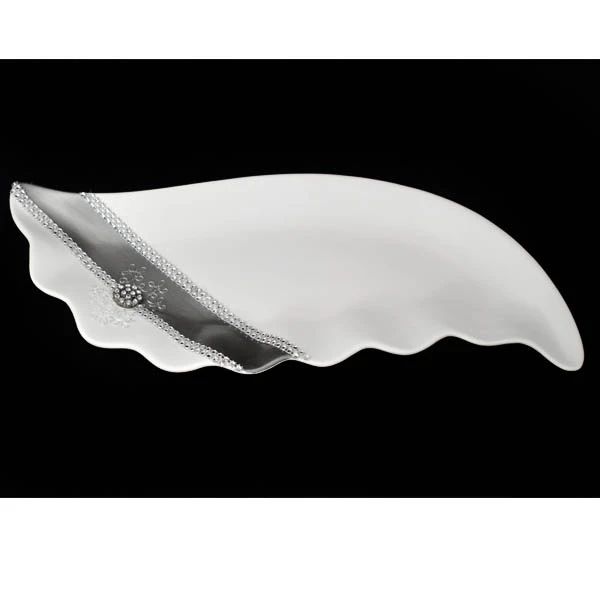 CER-PODSTAWKA FALBANKA DUŻA *DECOR PASEK-BIAŁY* C-817P