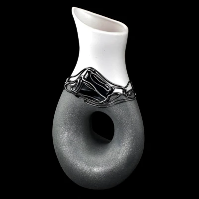 CER-WAZON KARAFKA Z DZIURKĄ *DECOR WITRAŻ 1/2 BROKAT BIAŁY* C-435-1/2W