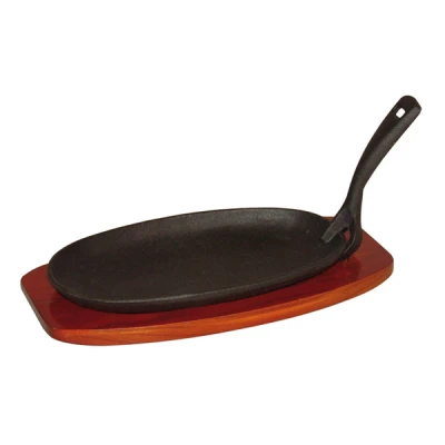 ST-PÓŁMISEK ŻELIWNY Z PODSTAWKĄ DREWNIANĄ 240X140X20MM 049004